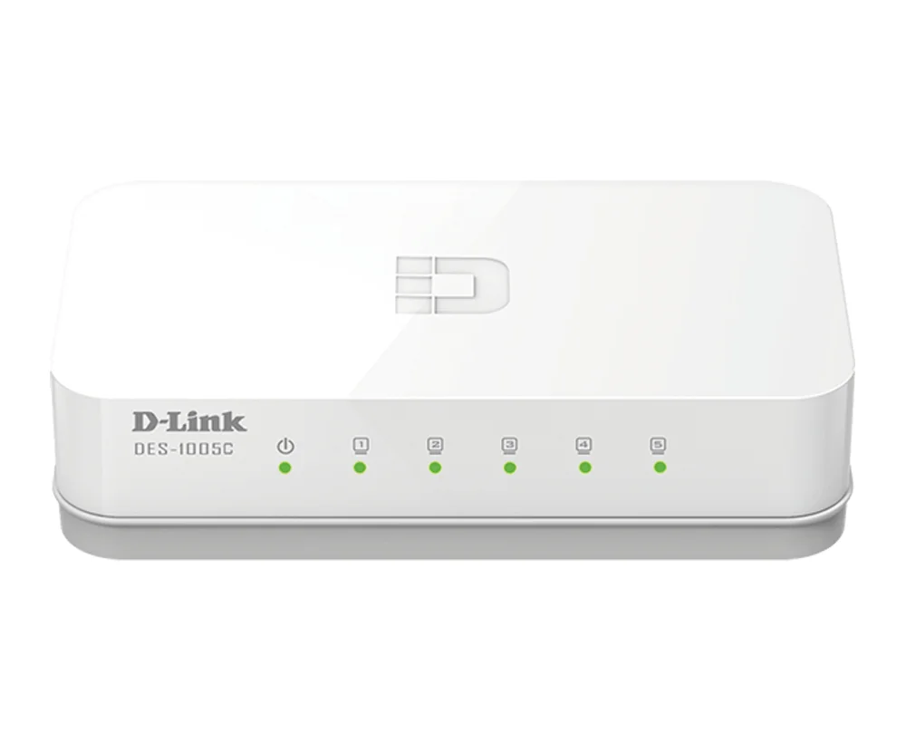 Switch de rede D-Link DES-1005C/E 5 portas Fast Ethernet não-gerido desktop branco - Imagem 1