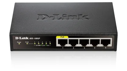Switch de rede D-Link DES-1005P/E 5 portas Fast Ethernet 1 PoE