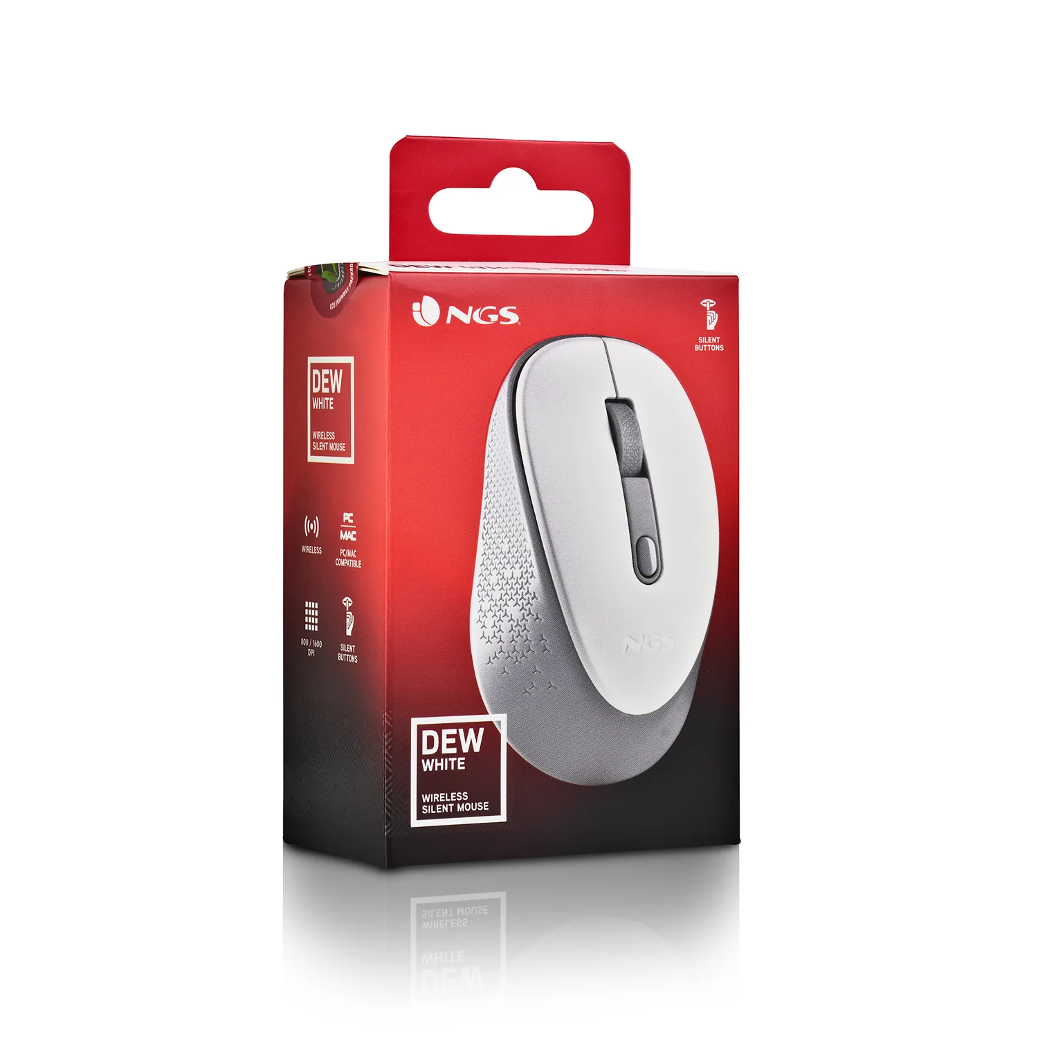 Rato Sem Fios Silencioso NGS Dew Branco 1600 DPI Ambidestro 2,4 GHz - Imagem 6