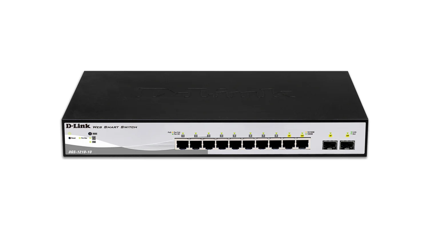 Switch de rede D-Link DGS-1210-10/E gerido L2 8 portas Gigabit com 2 SFP