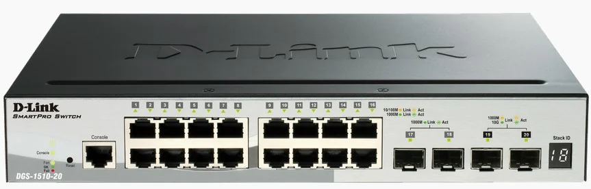Switch de Rede D-Link DGS-1510-20 16 Portas Gigabit + 2 SFP + 2 SFP+ 10G SmartPro - Imagem 1