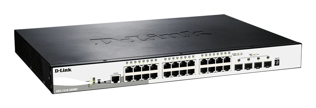 Switch de rede D-Link DGS-1510-28XMP/E 28 portas Gigabit PoE Smart Pro 10G SFP+ - Imagem 2