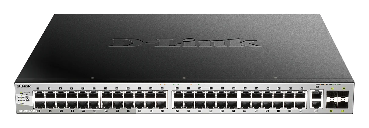 Switch de rede D-Link DGS-3130-54PS 48 portas Gigabit PoE L3 Stackable - Imagem 1