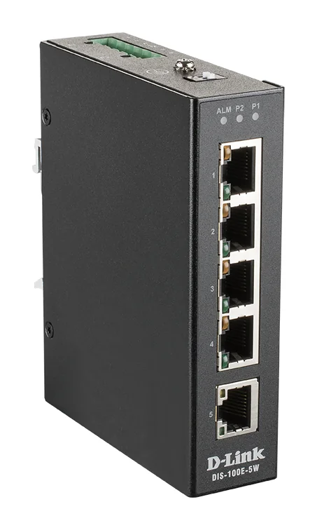 Switch de rede industrial D-Link DIS-100E-5W não gerido 5 portas Fast Ethernet IP30
