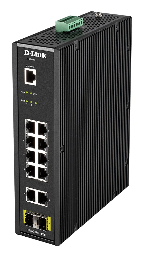 Switch de Rede Industrial D-Link DIS-200G-12S Smart Managed L2 12 Portas Gigabit 10x RJ-45 + 2x SFP - Imagem 2