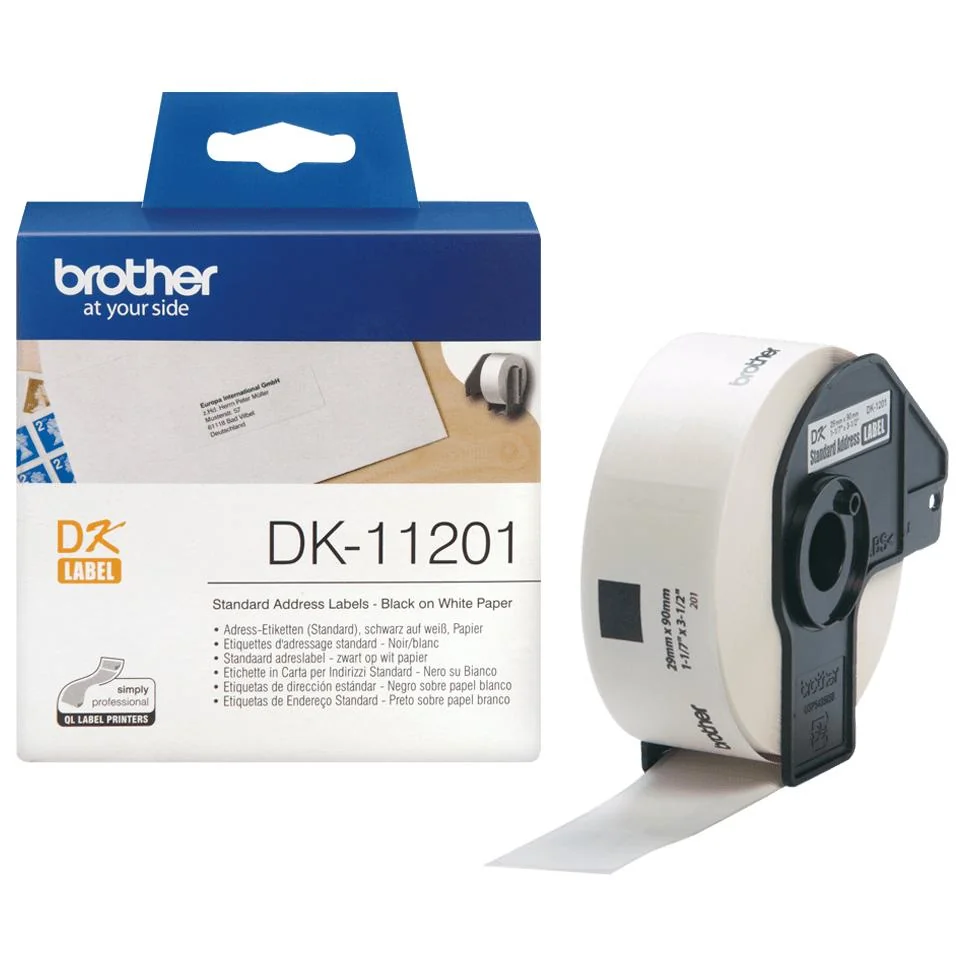 Rolo de Etiquetas Brother DK-11201 Endereço 29x90mm 400 Unidades