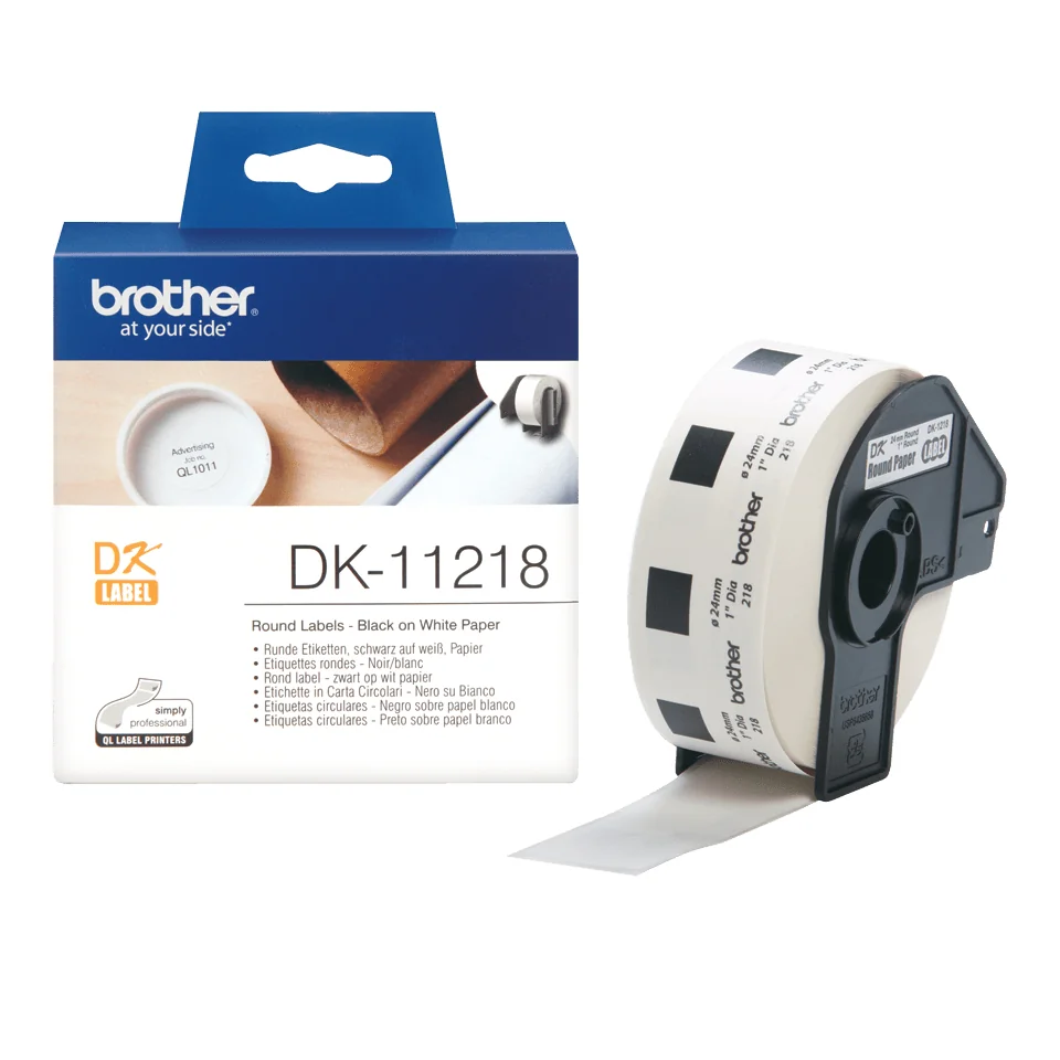 Rolo de Etiquetas Brother DK-11218 Circulares 24mm 1000 Unidades