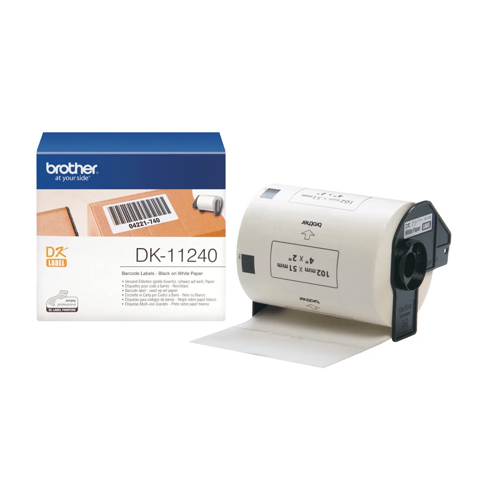 Rolo de etiquetas multiuso pré-cortadas Brother DK-11240 102 x 51 mm 600 unidades branco