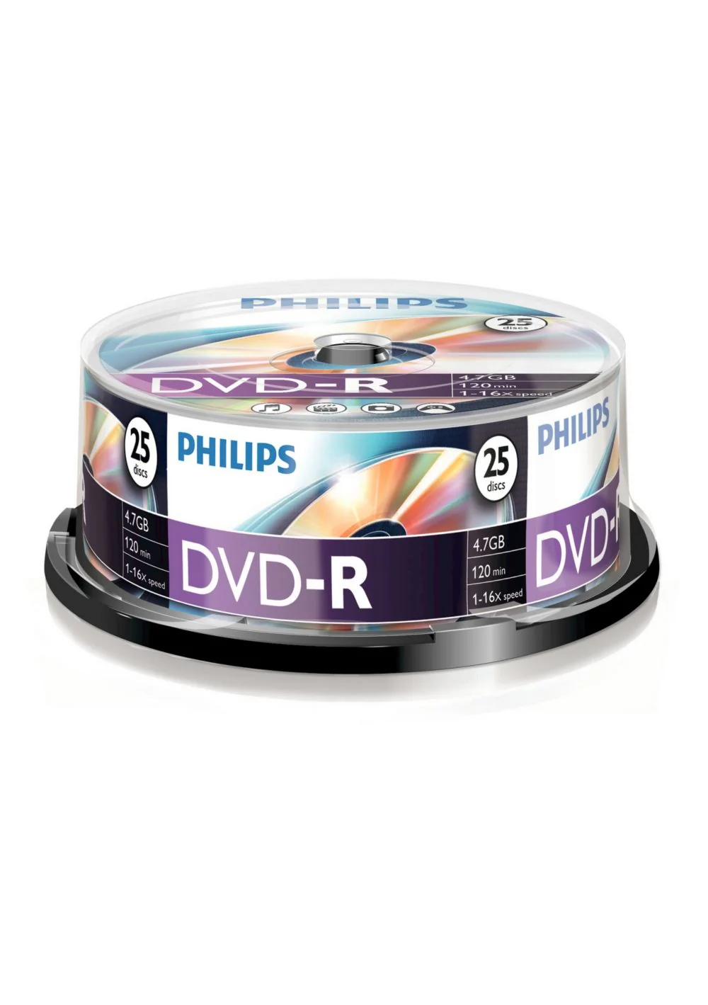 DVD-R Philips DM4S6B25F 4.7GB 16x Cakebox Pack 25 Unidades Gravável