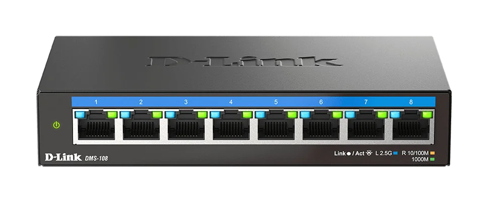 Switch de rede D-Link DMS-108 8 portas Multi-Gigabit 2.5G não-gerido - Imagem 2