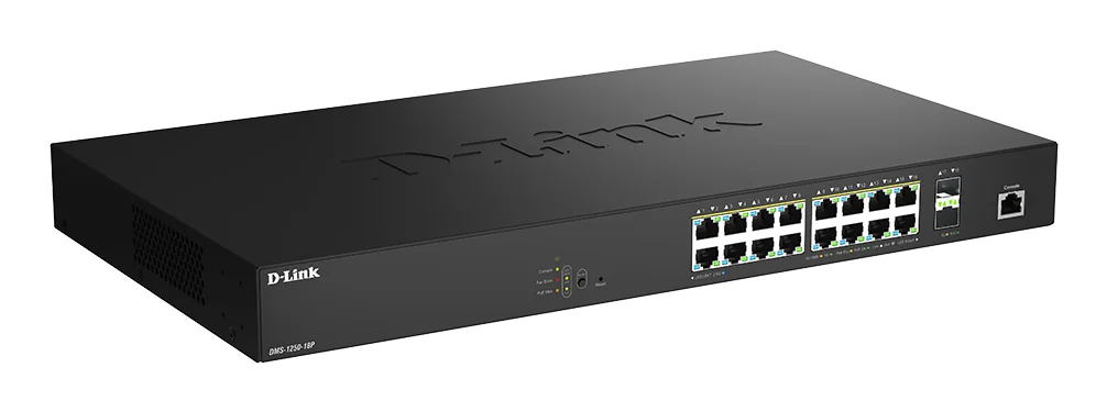 Switch de rede gerido D-Link DMS-1250-18P/E 18 portas 2.5G Multi-Gigabit PoE++ com 2x SFP+ 10G - Imagem 2
