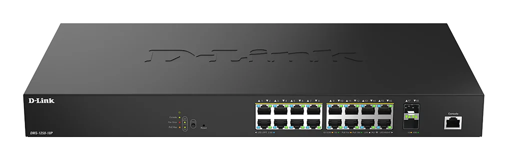 Switch de rede gerido D-Link DMS-1250-18P/E 18 portas 2.5G Multi-Gigabit PoE++ com 2x SFP+ 10G - Imagem 1