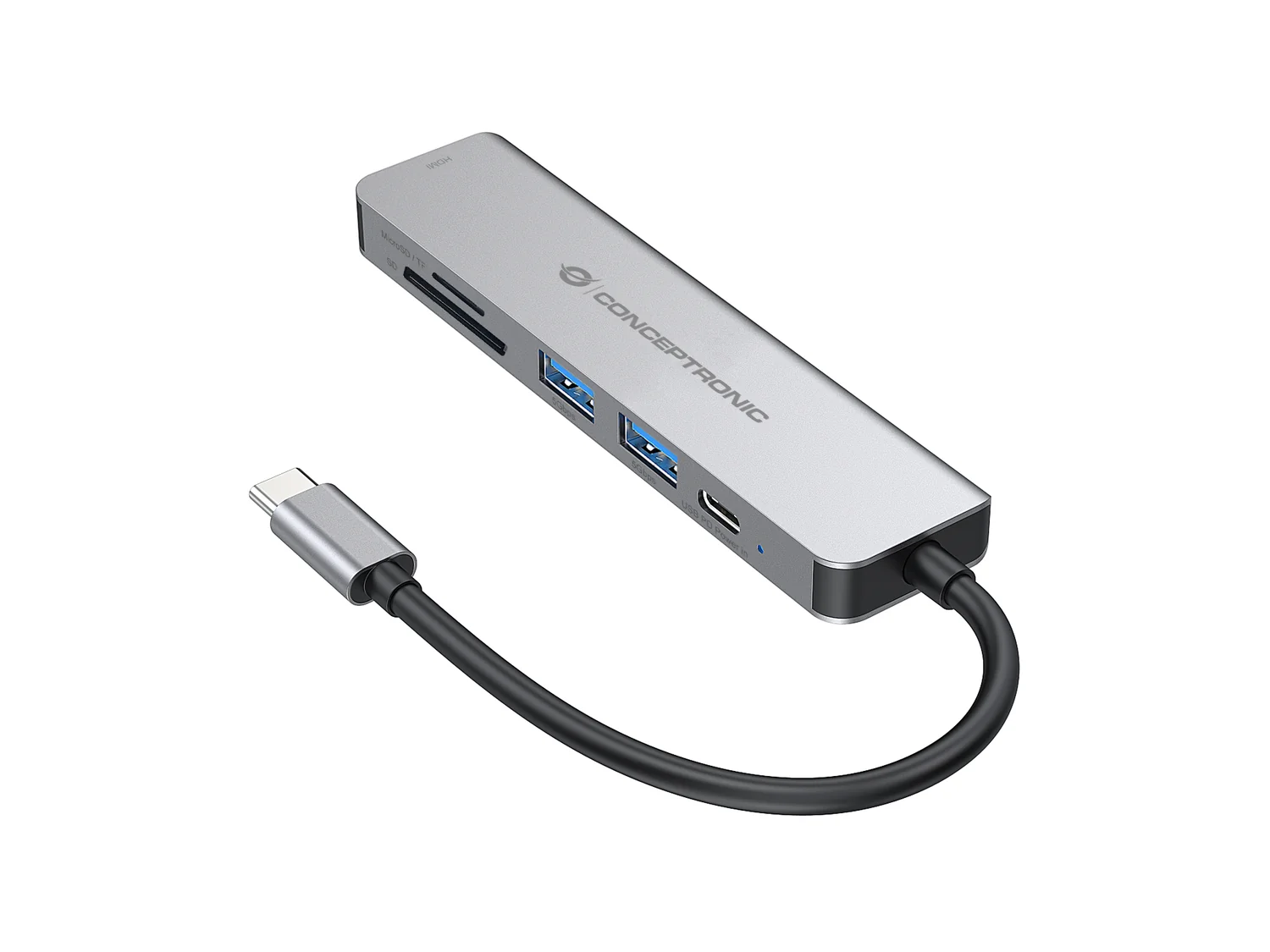 Hub adaptador USB-C 6 em 1 com HDMI, USB-A 3.0, USB-C PD 60W e leitor de cartões Conceptronic DONN02G - Imagem 6