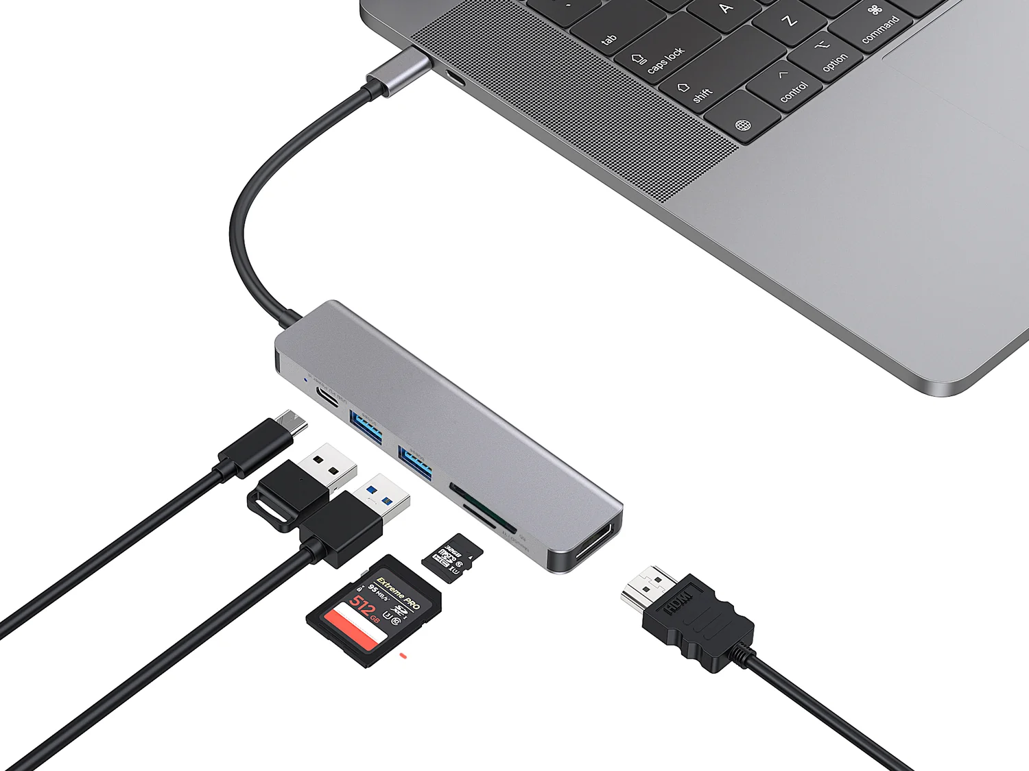 Hub adaptador USB-C 6 em 1 com HDMI, USB-A 3.0, USB-C PD 60W e leitor de cartões Conceptronic DONN02G - Imagem 5