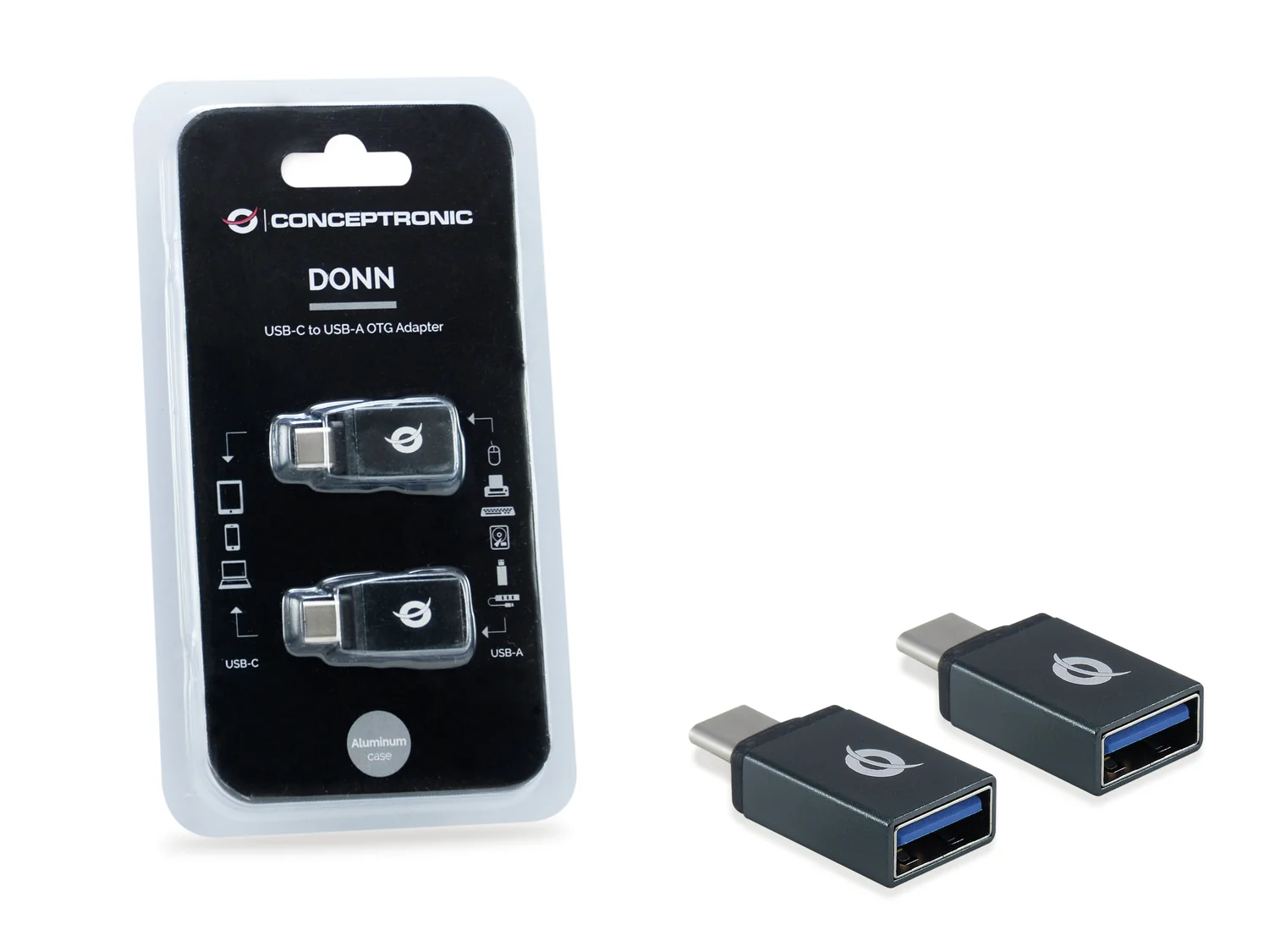 Adaptador USB-C para USB-A OTG Conceptronic DONN03G pack 2 unidades preto - Imagem 4