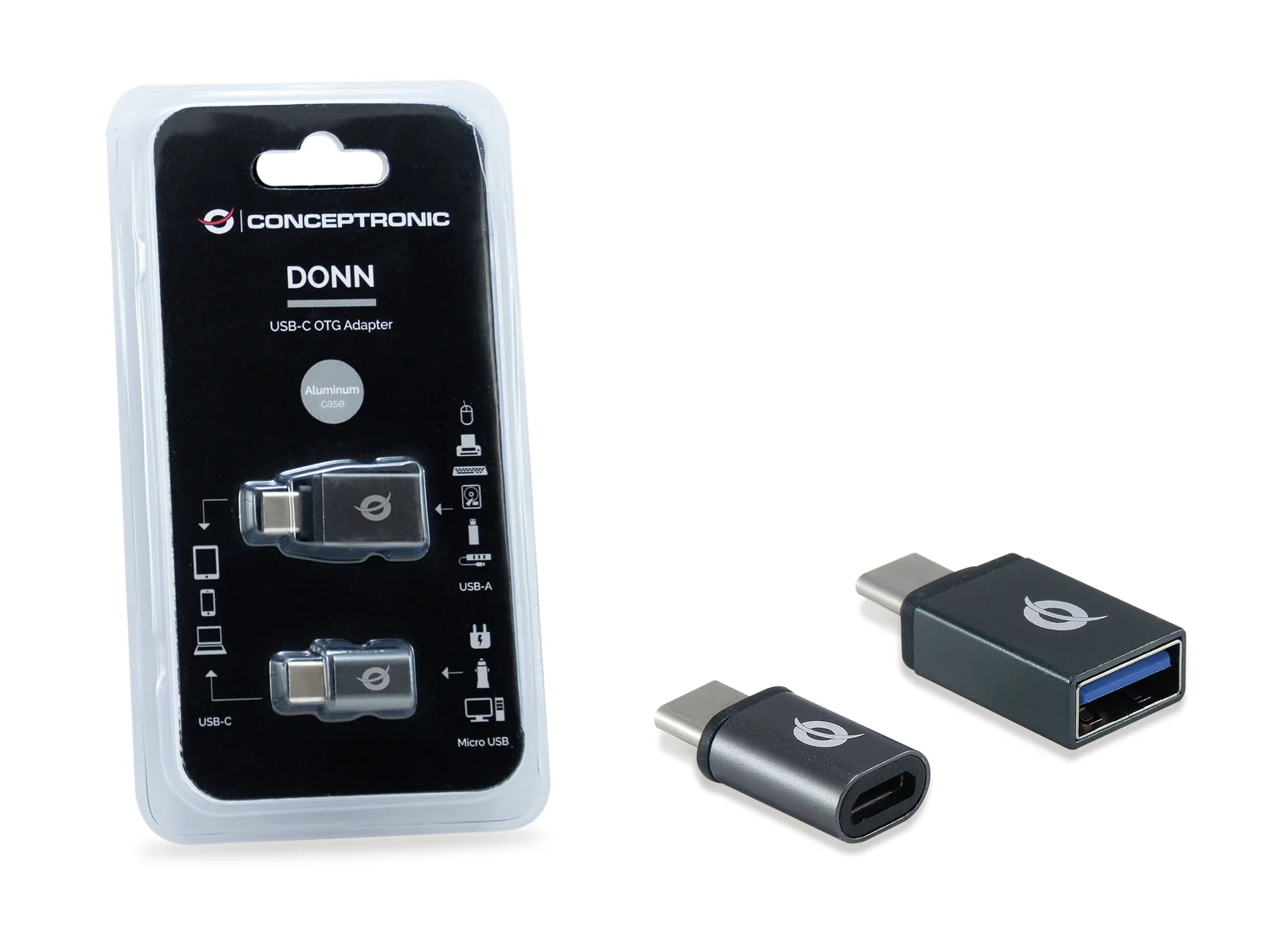 Adaptador USB-C OTG Pack 2 em 1 Conceptronic DONN04G (USB-A + Micro USB) Preto - Imagem 4