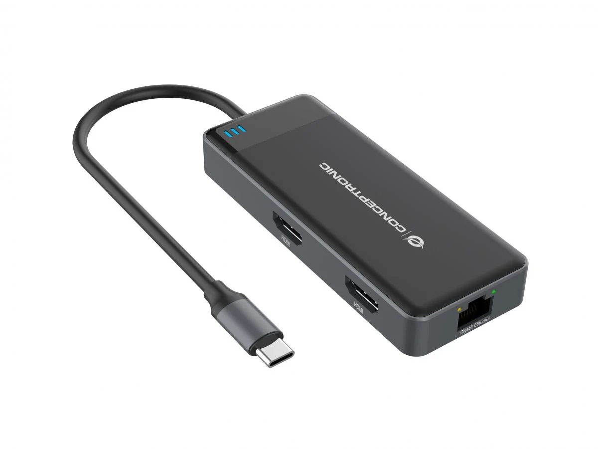 Docking Station USB-C Conceptronic DONN14G 7-em-1 Dual HDMI 4K Ethernet 100W - Imagem 3