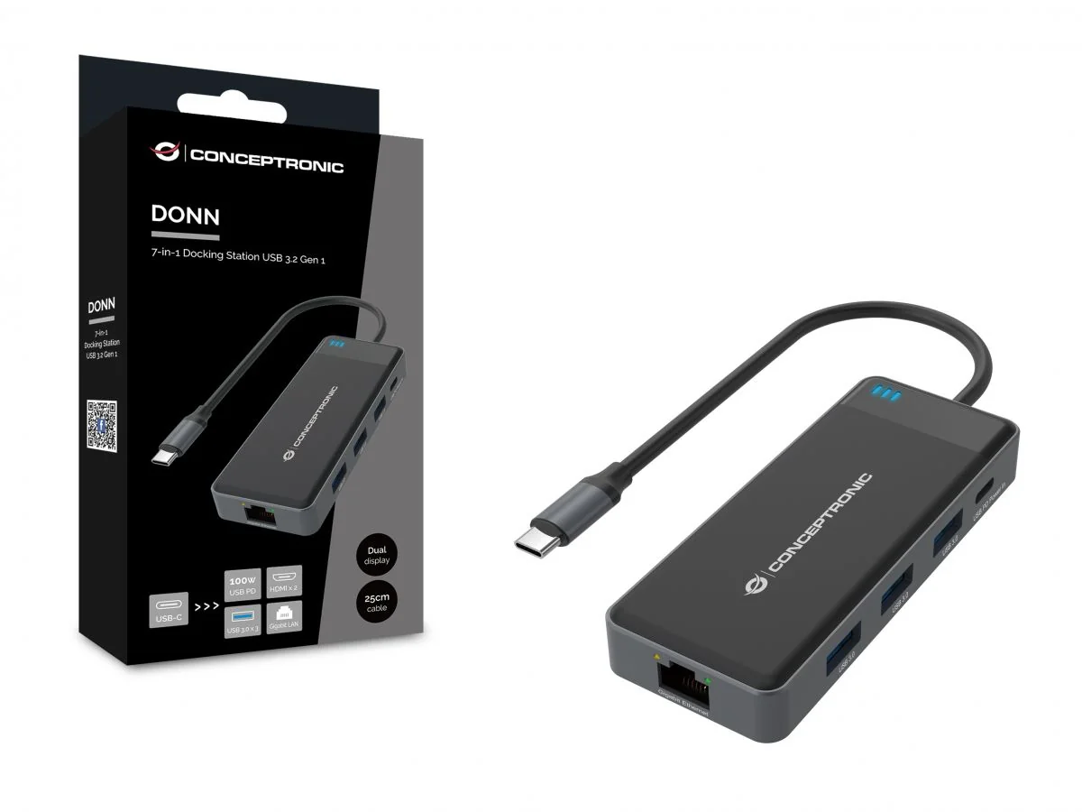 Docking Station USB-C Conceptronic DONN14G 7-em-1 Dual HDMI 4K Ethernet 100W - Imagem 4