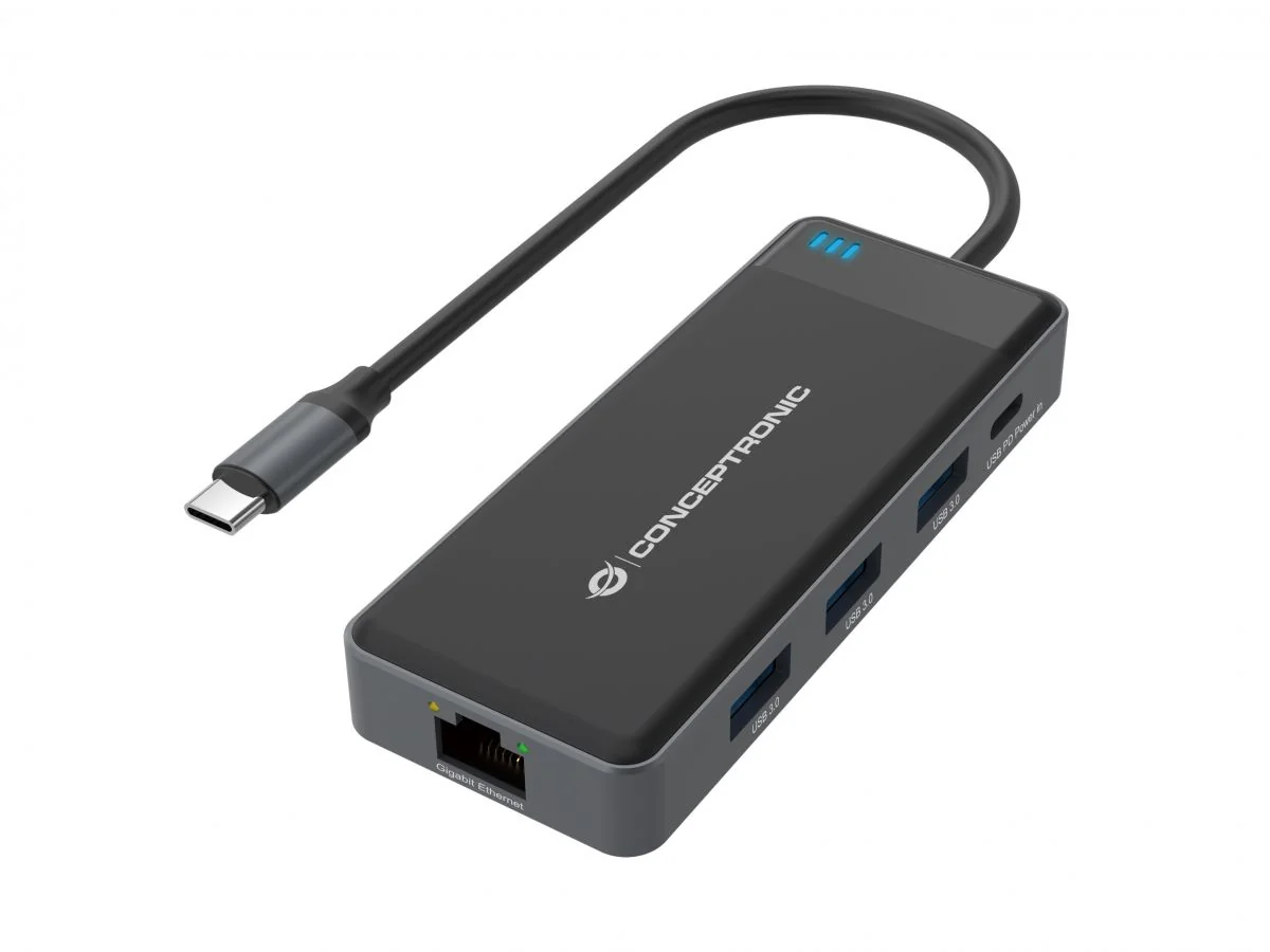 Docking Station USB-C Conceptronic DONN14G 7-em-1 Dual HDMI 4K Ethernet 100W - Imagem 2