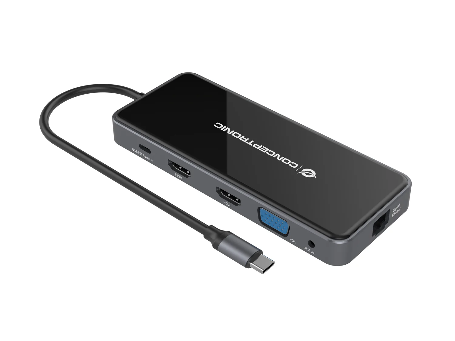 Docking Station Conceptronic Donn 12-em-1 USB-C 3.2 Gen 1 HDMI Dual VGA 4K PD 100W Cinzento - Imagem 7