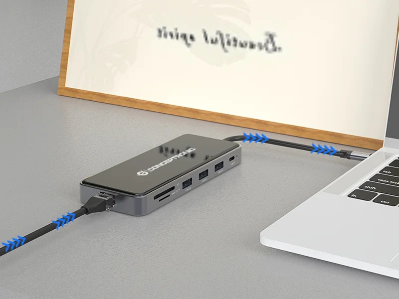 Docking Station Conceptronic Donn 12-em-1 USB-C 3.2 Gen 1 HDMI Dual VGA 4K PD 100W Cinzento - Imagem 4
