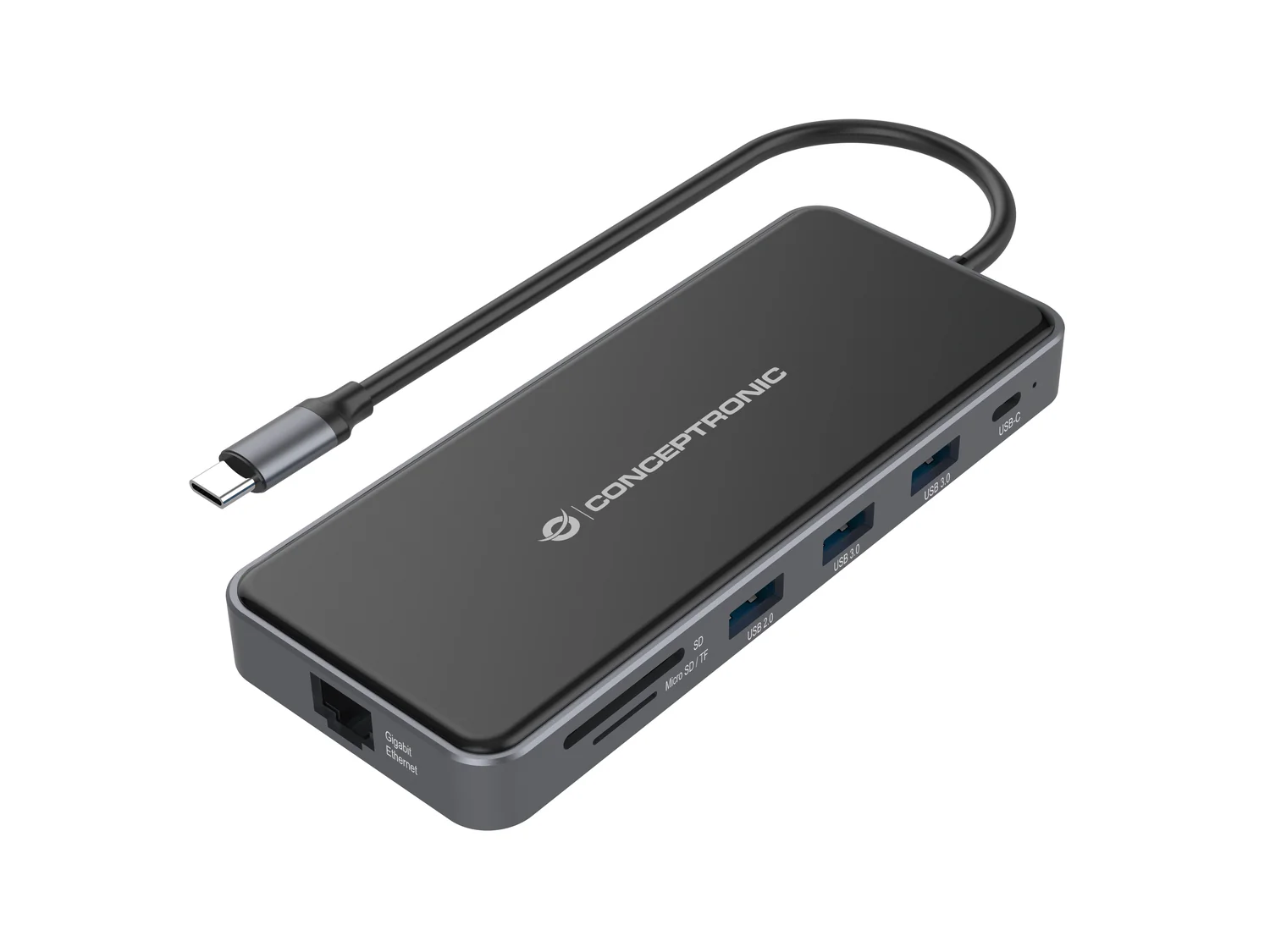 Docking Station Conceptronic Donn 12-em-1 USB-C 3.2 Gen 1 HDMI Dual VGA 4K PD 100W Cinzento