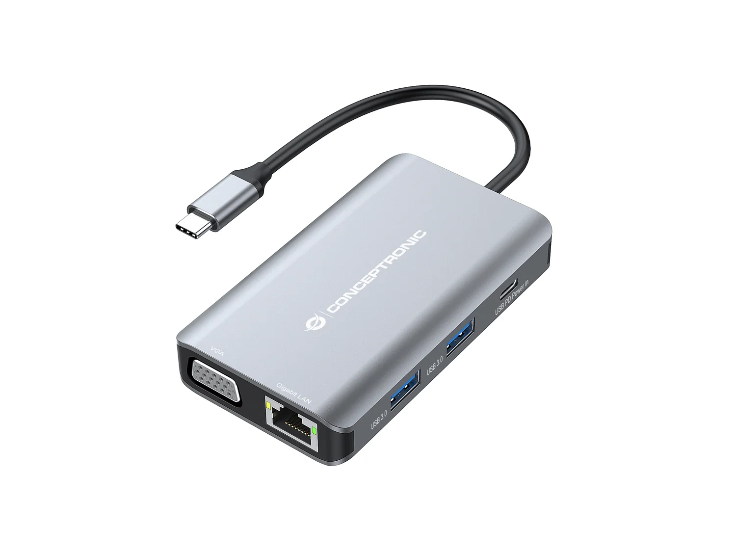 Docking Station USB-C Conceptronic DONN21G 7-em-1 HDMI VGA Ethernet 100W - Imagem 2