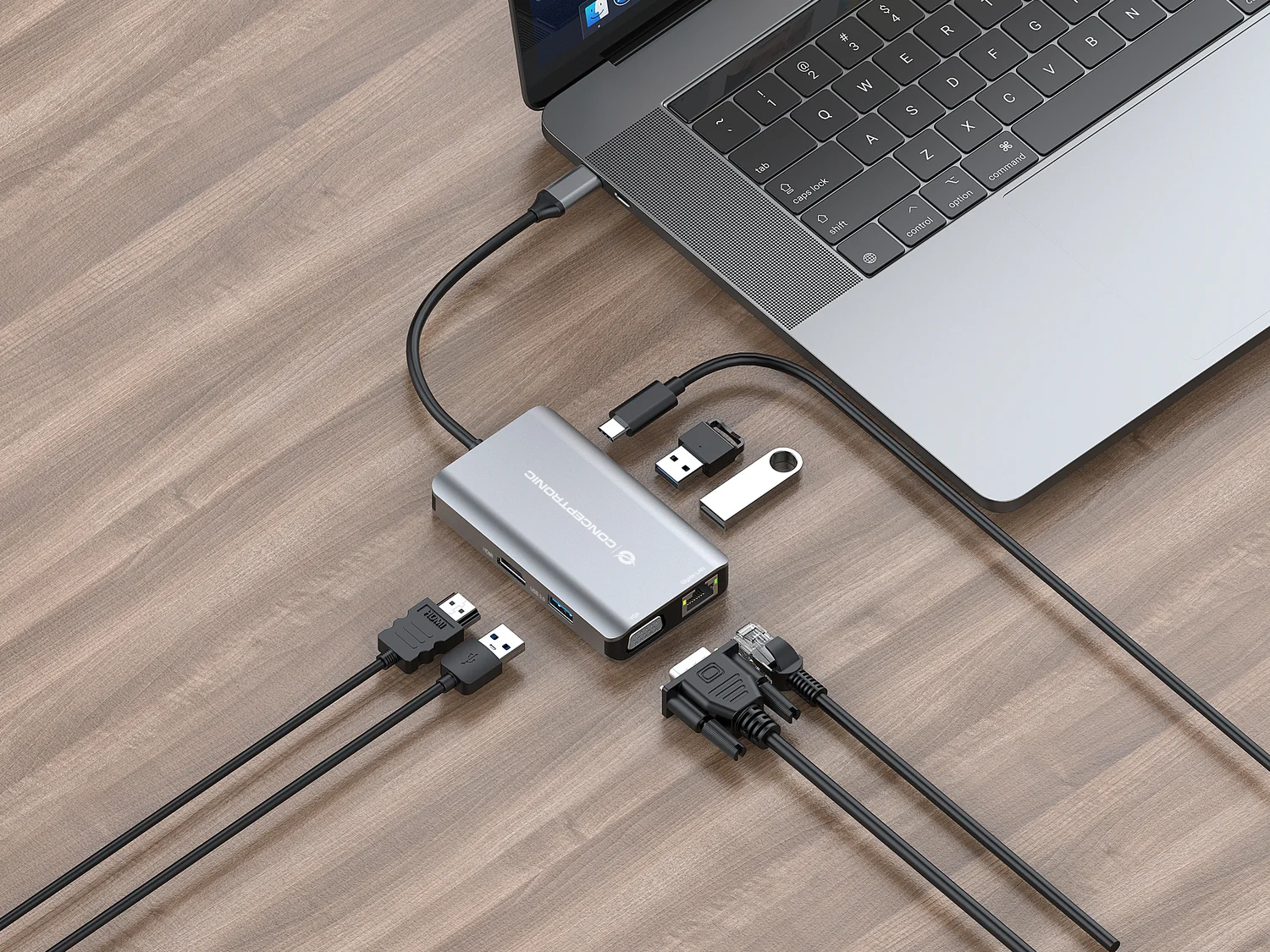 Docking Station USB-C Conceptronic DONN21G 7-em-1 HDMI VGA Ethernet 100W - Imagem 7