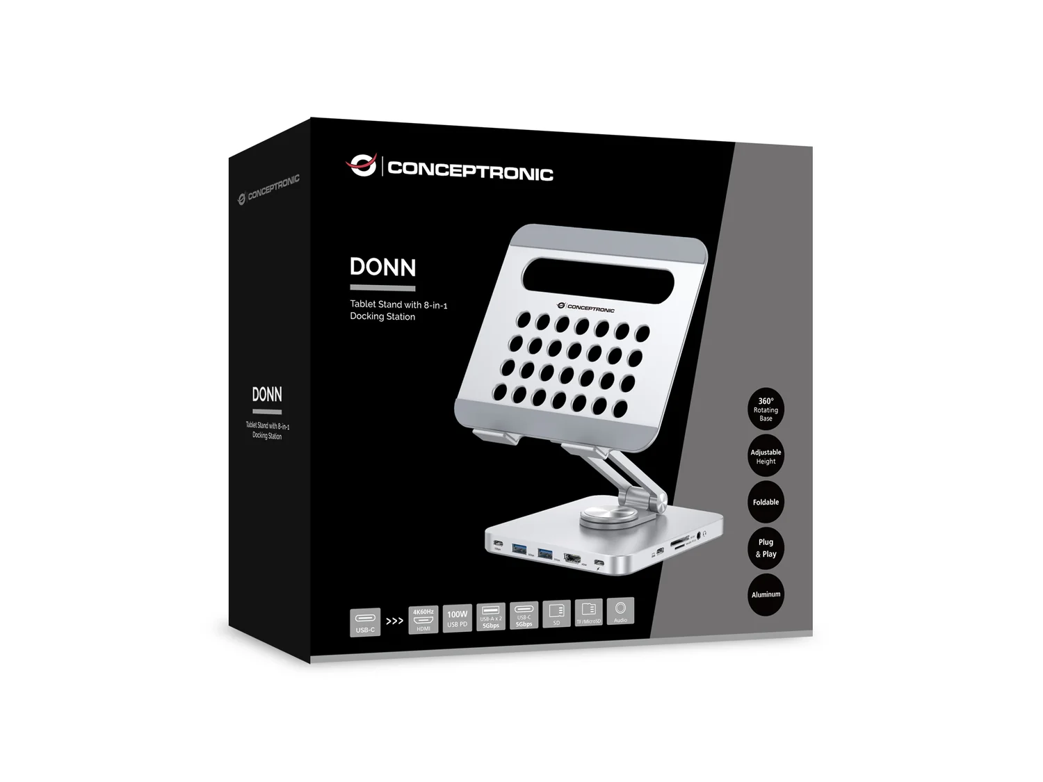 Suporte para tablet Conceptronic DONN26G com docking station 8-em-1 USB-C HDMI - Imagem 5