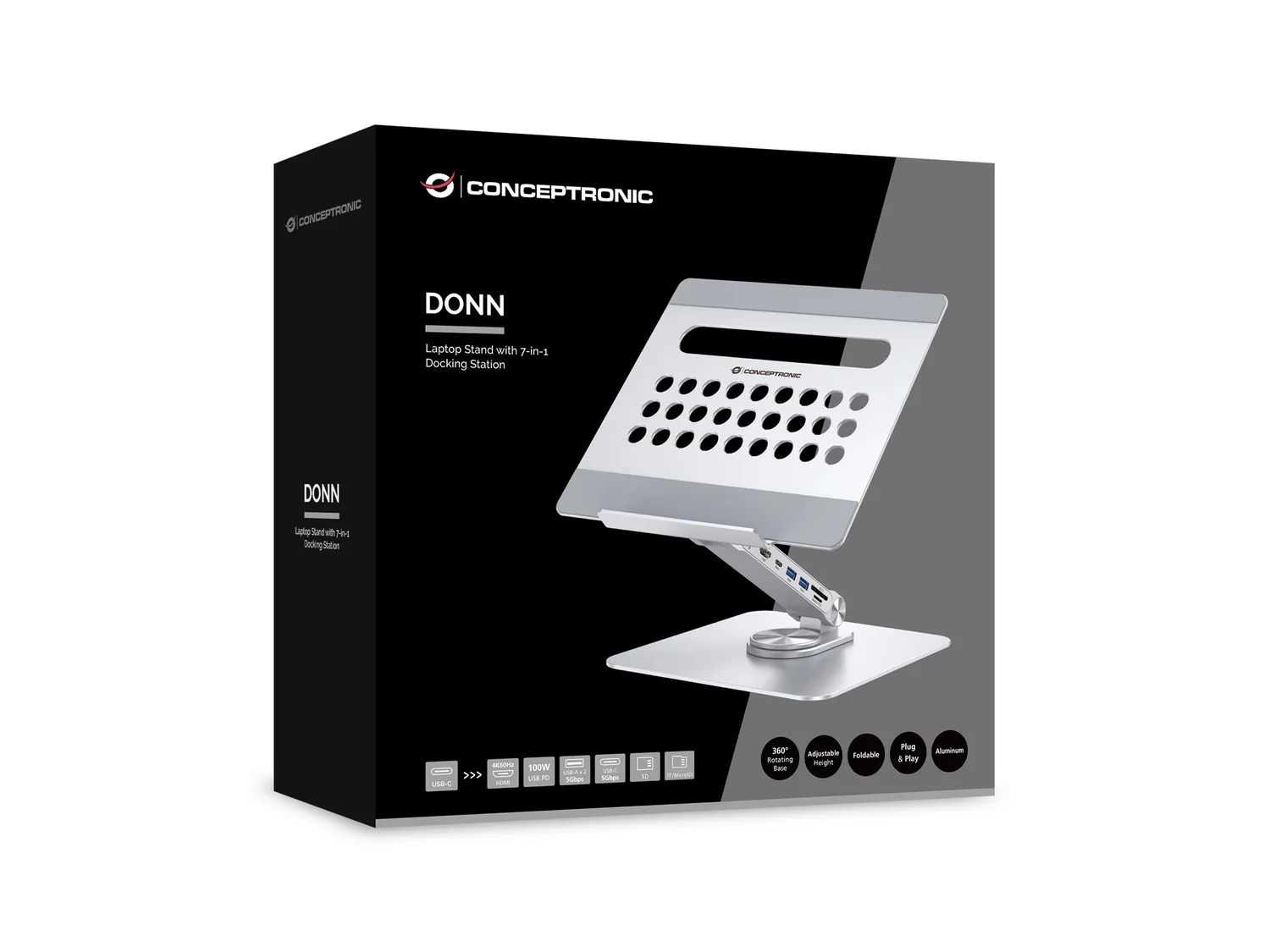 Suporte para Portátil Conceptronic DONN27G com Docking Station 7-em-1 USB-C - Imagem 8