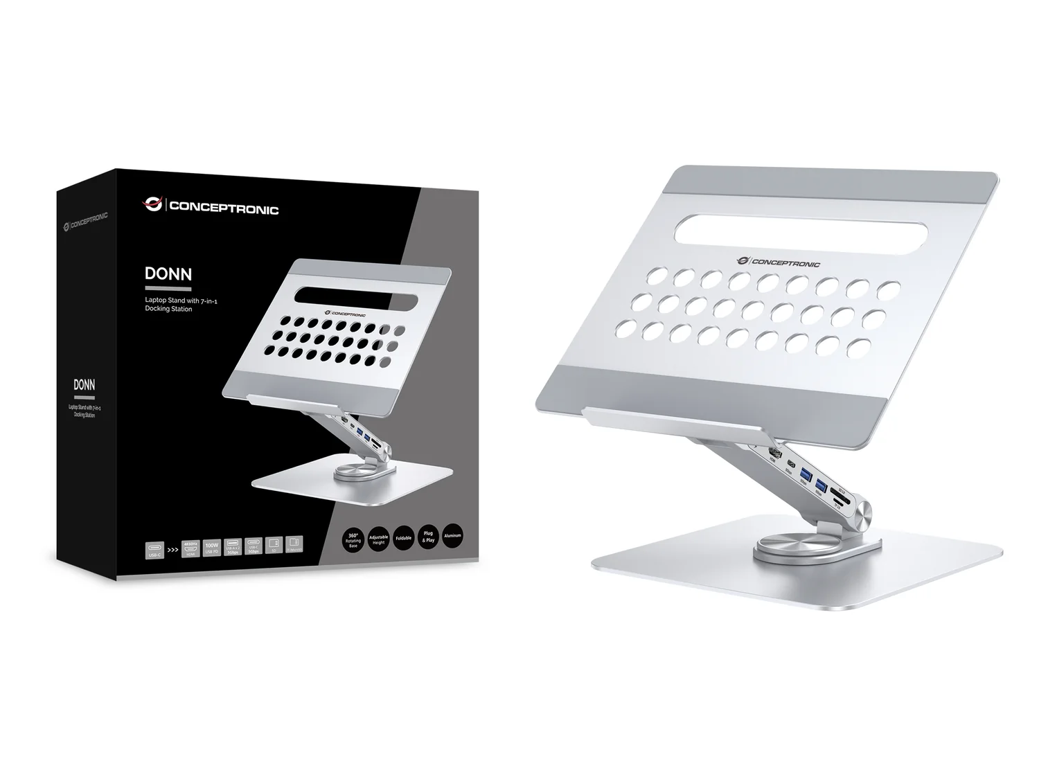 Suporte para Portátil Conceptronic DONN27G com Docking Station 7-em-1 USB-C - Imagem 7