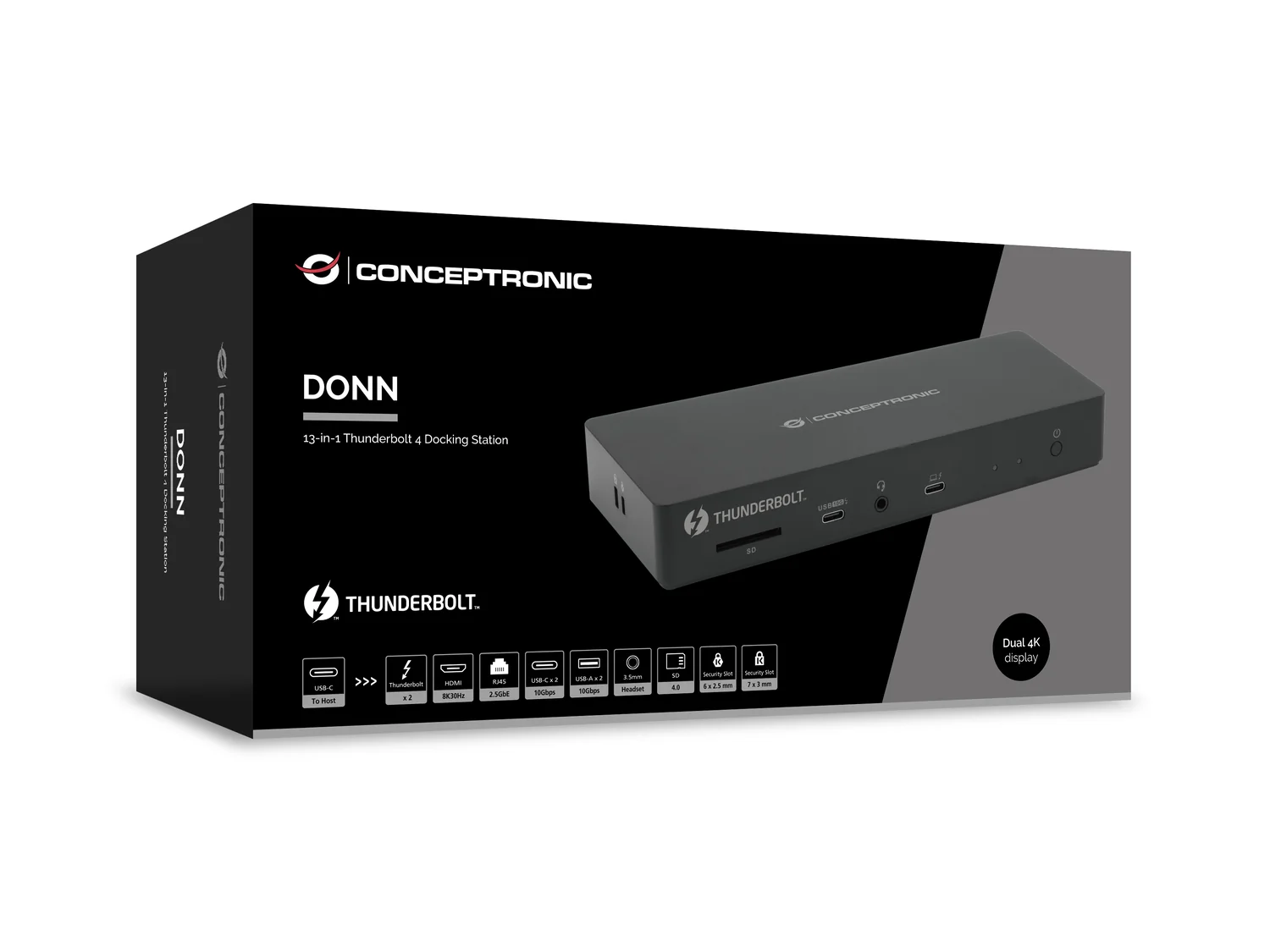 Docking Station Conceptronic DONN30B Thunderbolt 4 13-em-1 HDMI 8K PD 96W - Imagem 8