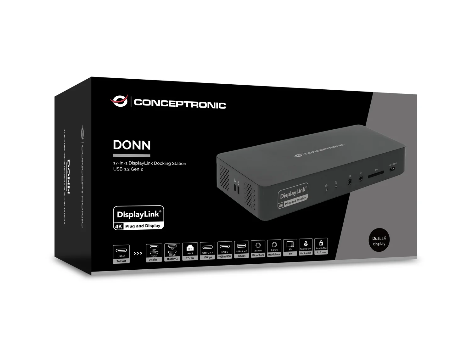 Docking Station USB4 Conceptronic DONN31B 6-em-1 8K HDMI 2.5GbE Leitor SD 100W - Imagem 6