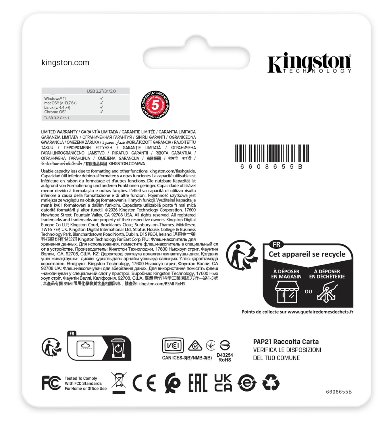 Pen Drive Kingston DataTraveler Kyson 512GB USB 3.2 Gen 1 220MB/s Metal Aço Inoxidável - Imagem 6