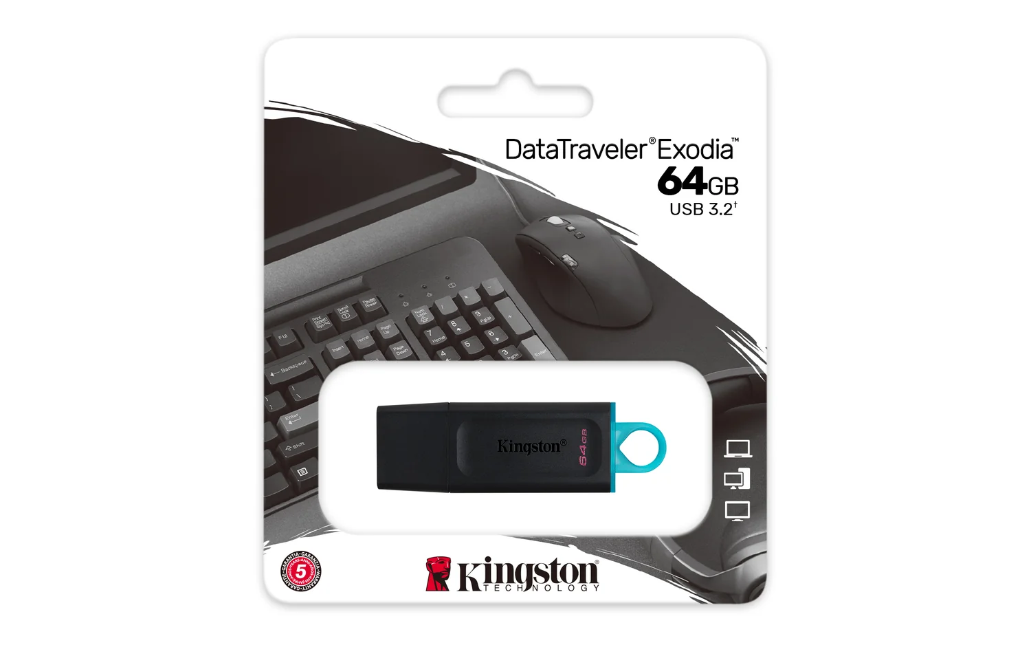 Pen USB Kingston DataTraveler Exodia 64GB USB-A 3.2 Gen 1 Preto/Turquesa - Imagem 6
