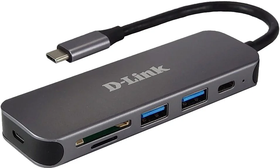 Hub USB-C D-Link DUB-2325 5 em 1 com leitor de cartões SD e MicroSD - Imagem 1