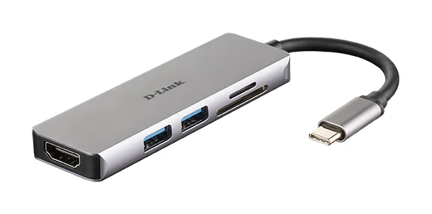 Hub USB-C D-Link DUB-M530 5 em 1 HDMI 4K Leitor SD/microSD