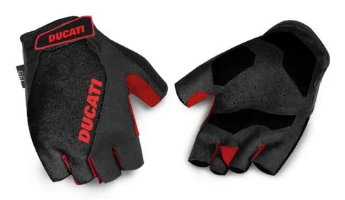 Luvas desportivas Ducati com almofada de gel pretas para ciclismo e e-scooter