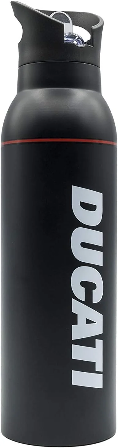 Garrafa de Água Ducati em Aço Inoxidável Preta com Isolamento Térmico - Imagem 3