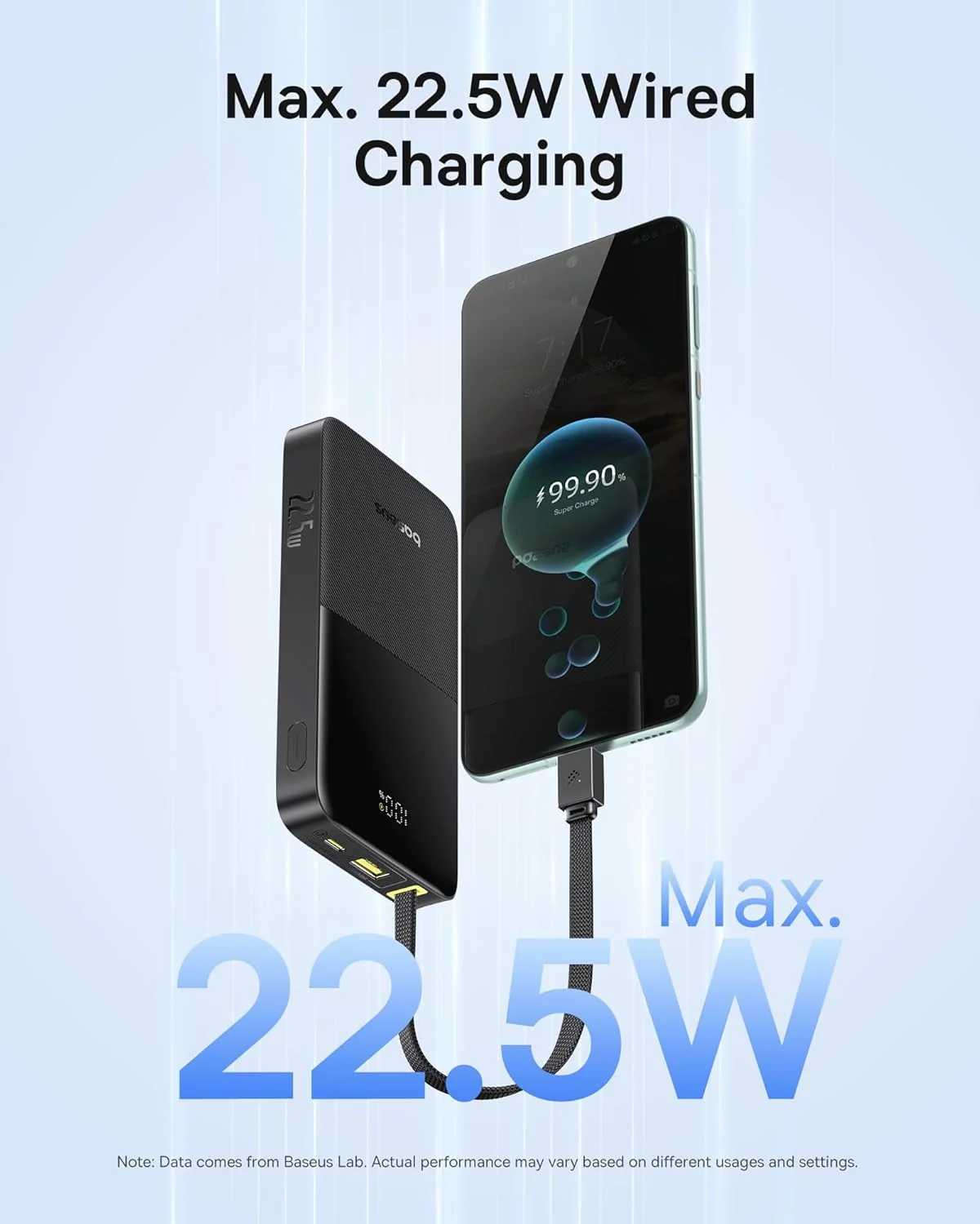 Power Bank Baseus EnerFill 10000mAh 22.5W USB-C Preto - Imagem 5