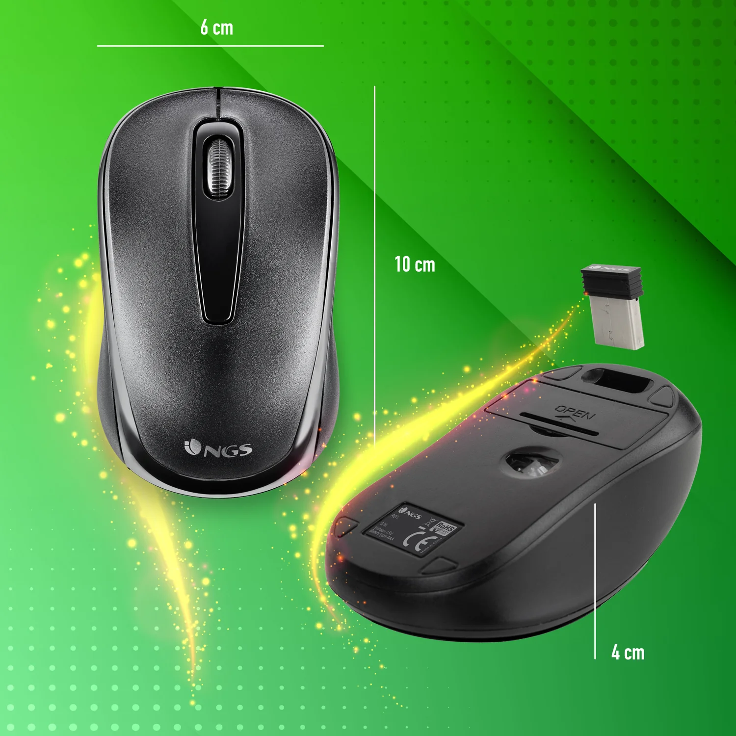 Rato Sem Fios NGS Easy Gamma 1200 DPI 2,4 GHz Nano Recetor USB Ambidestro - Imagem 5