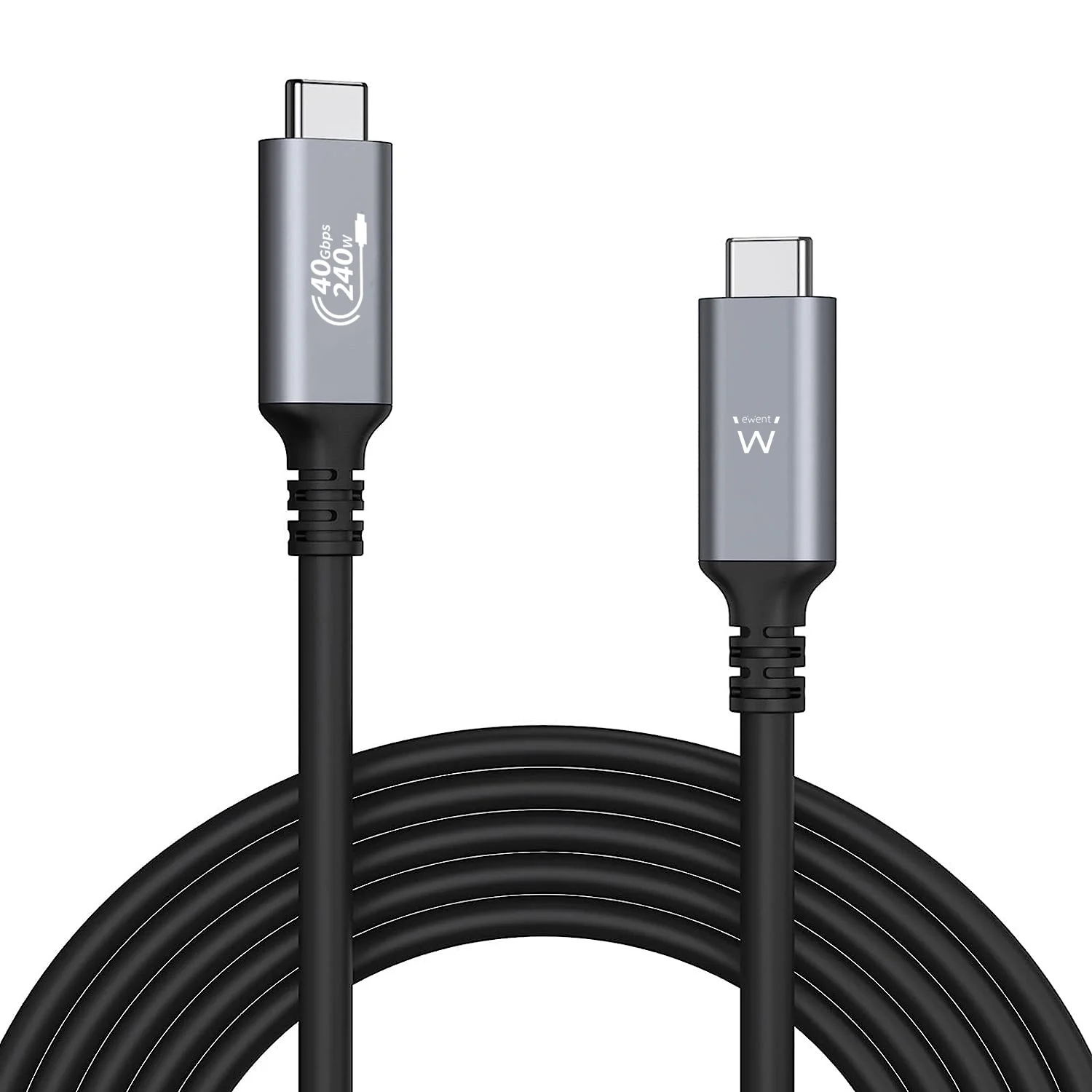 Cabo USB-C Ewent EC1070 USB4 Thunderbolt 4 40Gbps PD 240W 8K 1m preto