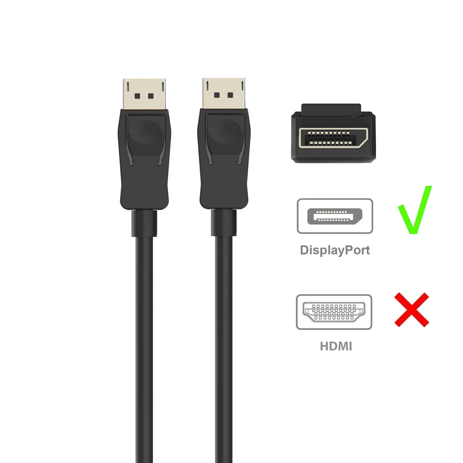 Cabo DisplayPort 1.2 4K@60Hz Ewent EC1400 1m Blindado Conetores com Bloqueio Preto - Imagem 2