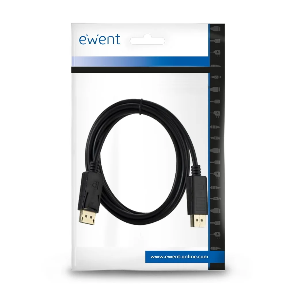 Cabo DisplayPort 1.4 8K@60Hz 4K@240Hz Ewent EC1406 2m Blindado Contactos Dourados Preto - Imagem 6