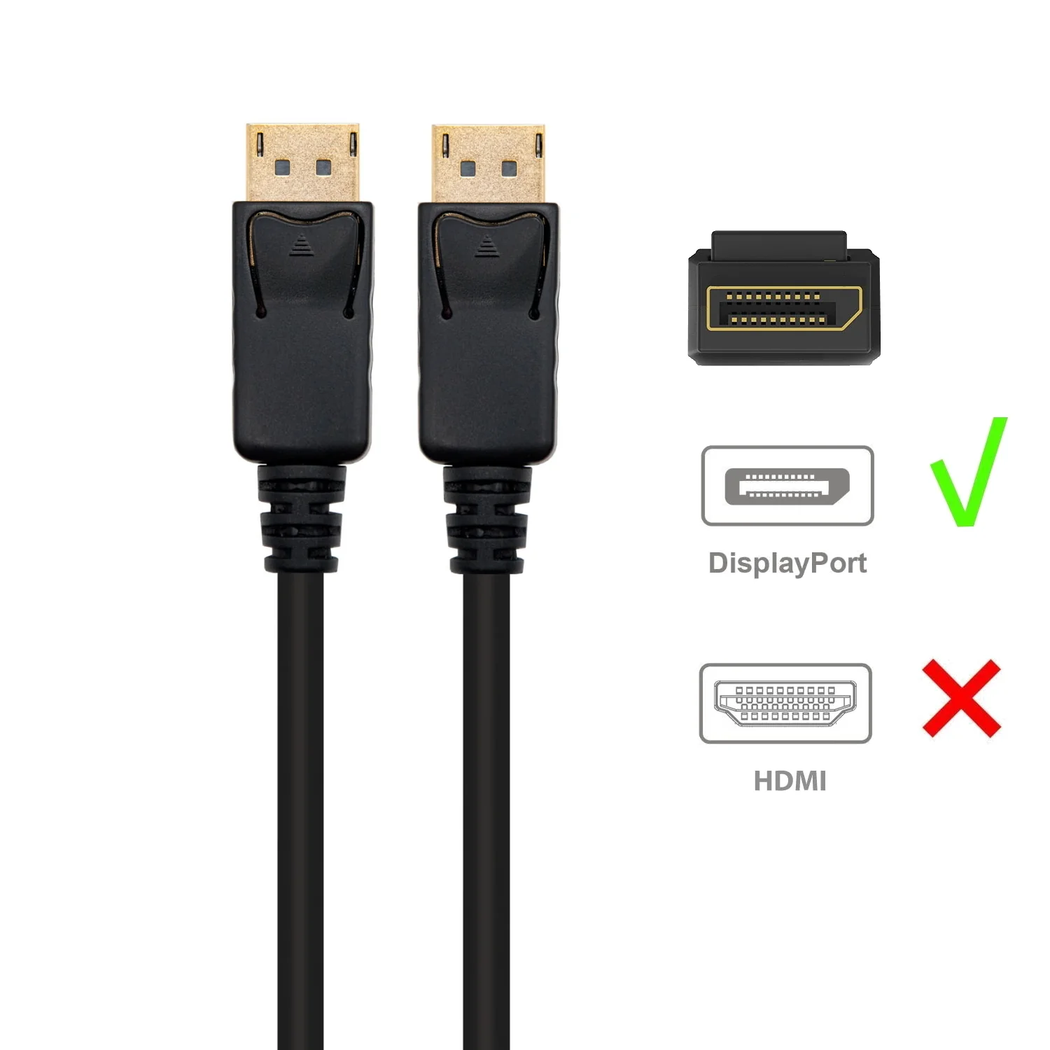 Cabo DisplayPort 1.2 4K 60Hz 2m Ewent EC1411 Preto - Imagem 2