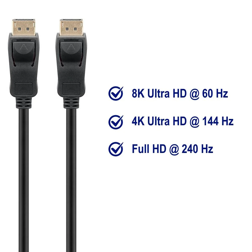 Cabo DisplayPort 2.0 8K@60Hz 40Gbps Ewent EC1415 1m Preto - Imagem 2