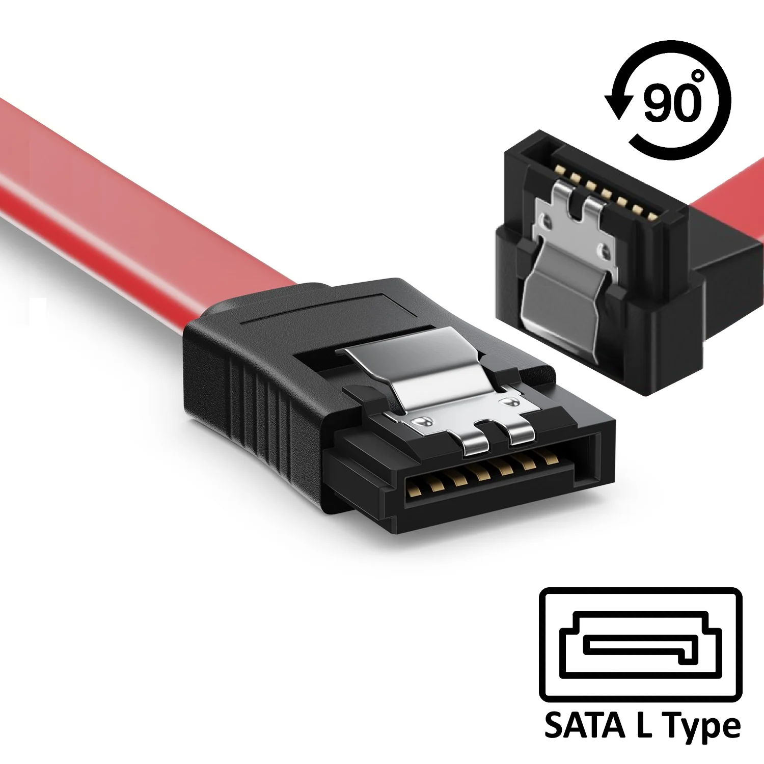Cabo SATA III 0,7 m Ewent EC1515 com Conector L-Type, 6 Gbps, Vermelho - Imagem 3