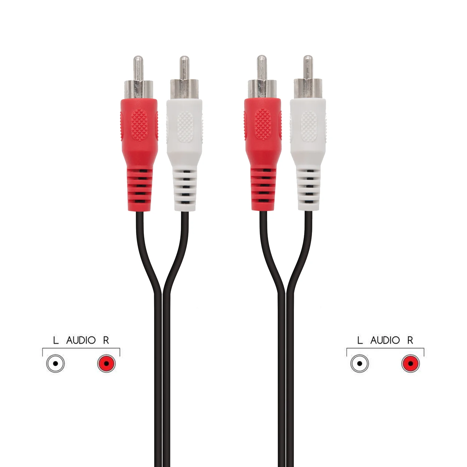 Cabo de áudio 2x RCA macho para 2x RCA macho 1,5m preto Ewent EC1601 - Imagem 2