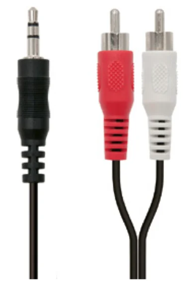 Cabo de Áudio Ewent Jack 3.5mm para 2x RCA Macho 1.5m Preto - Imagem 1