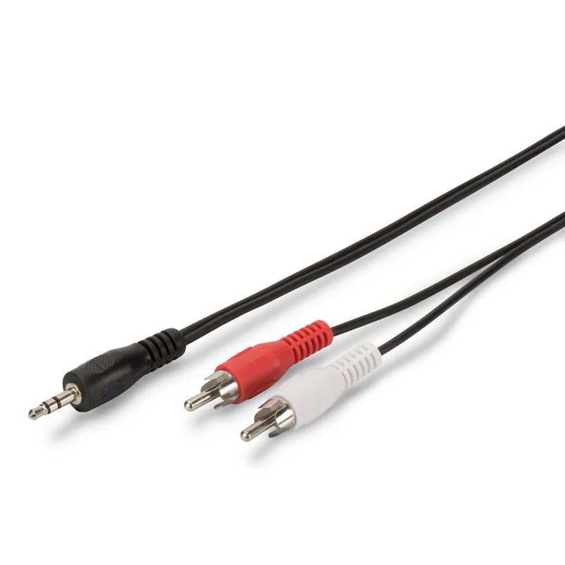 Cabo Áudio EWENT 3.5mm Jack para 2x RCA Macho 2m Preto - Imagem 1